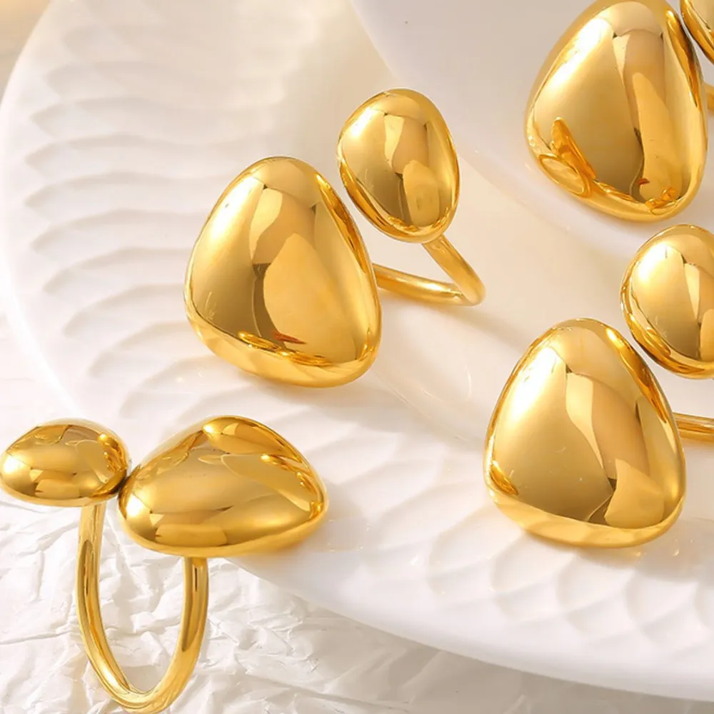 18K Gold-Plated Irregular Bypass Ring, image 3