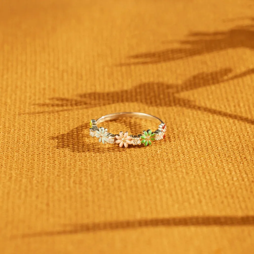 Flower Shape 925 Sterling Silver Zircon Ring, image 3