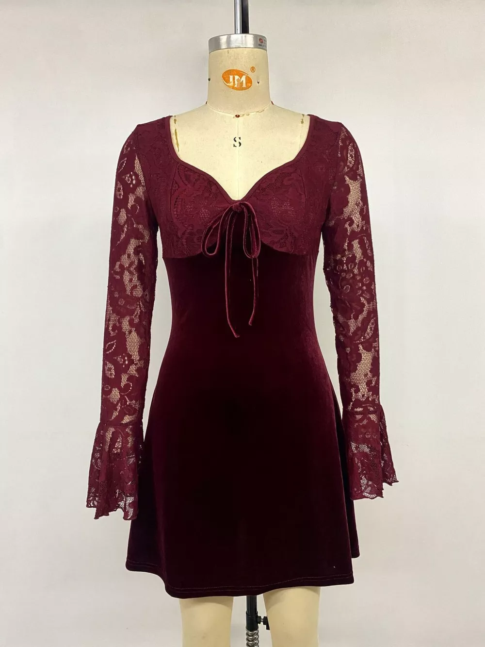 Lace Flare Sleeve Mini Dress, image 7