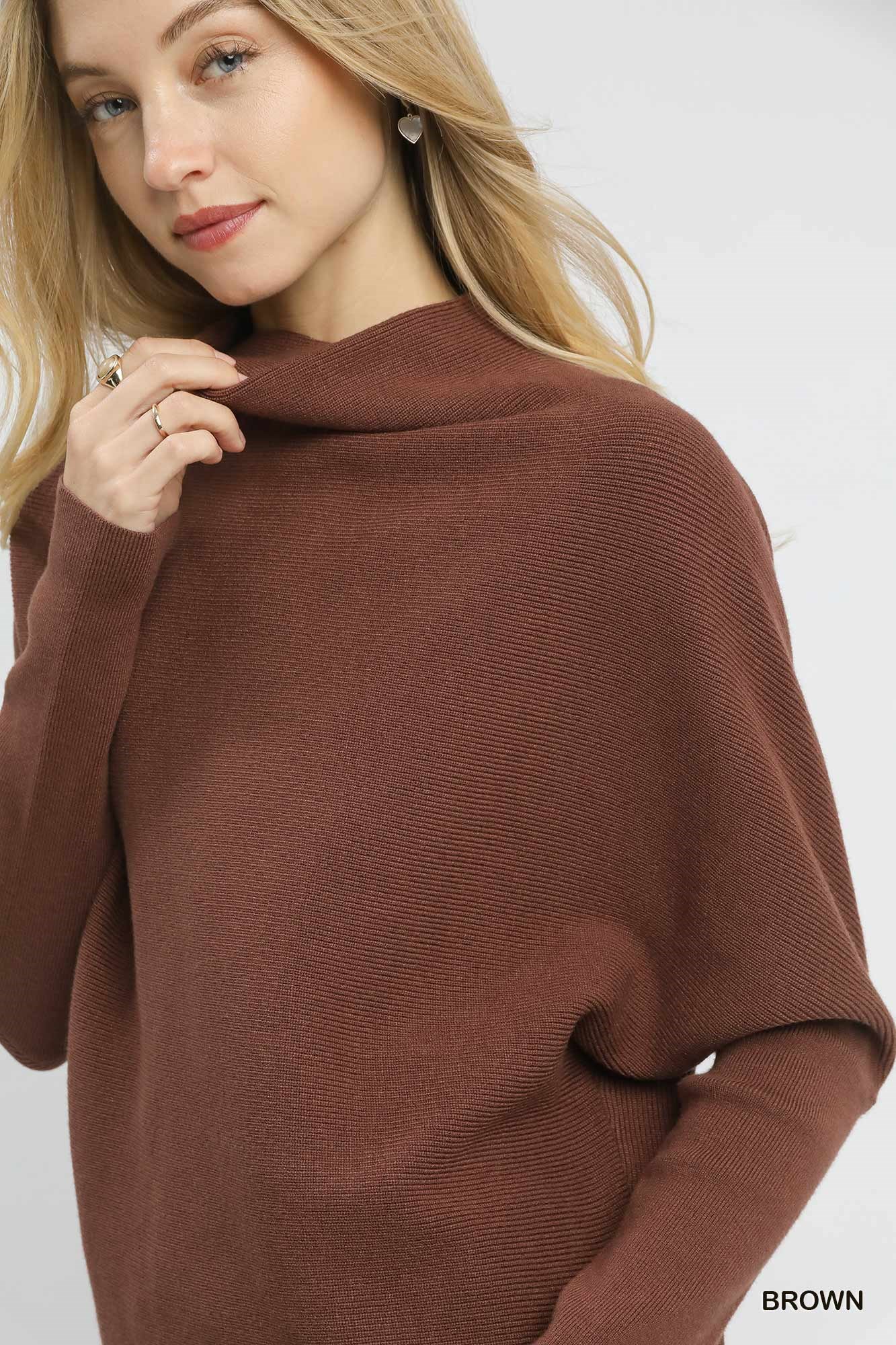 Draped Turtleneck Long Sleeve Knit Top, image 6