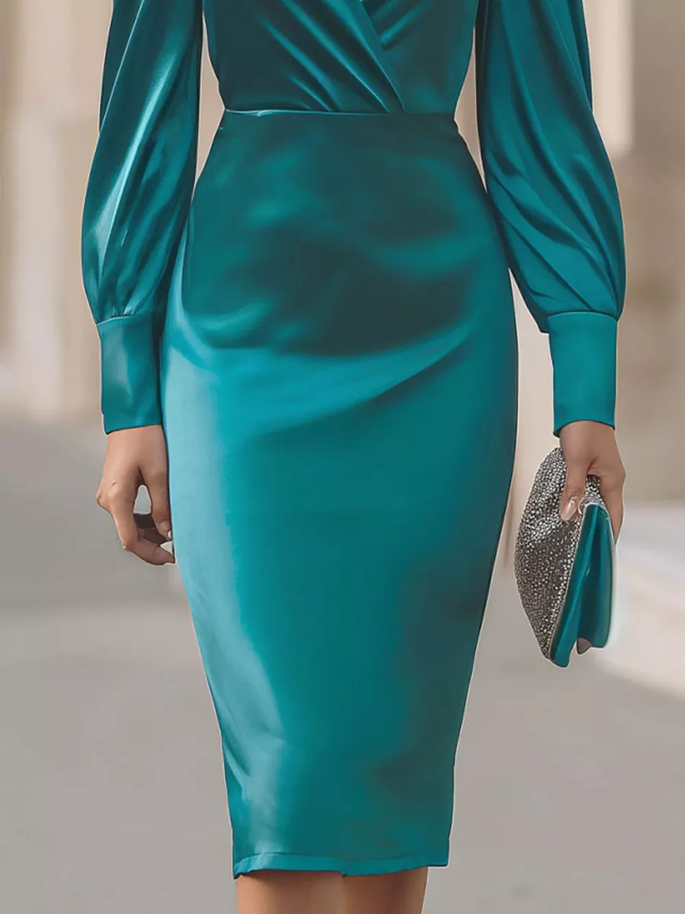 Surplice Long Sleeve Dress, image 10