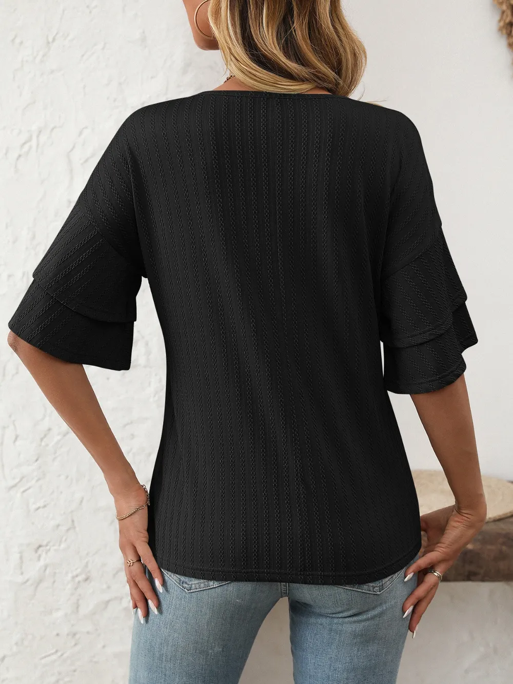 V-Neck Ruffle Half Sleeve Top, image 21