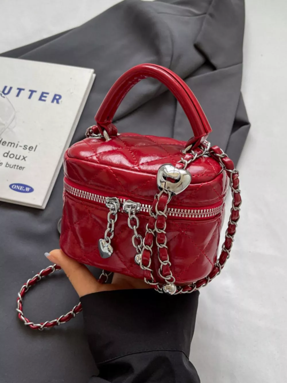 Quilted Pattern Crossbody Bag, image 7