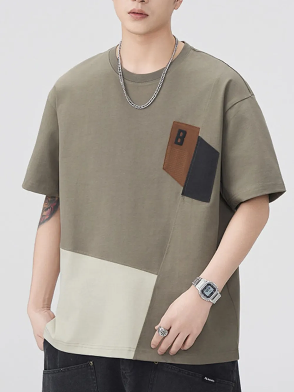 Men's Plus Size Round Neck Short Sleeve T-Shirt, image 2