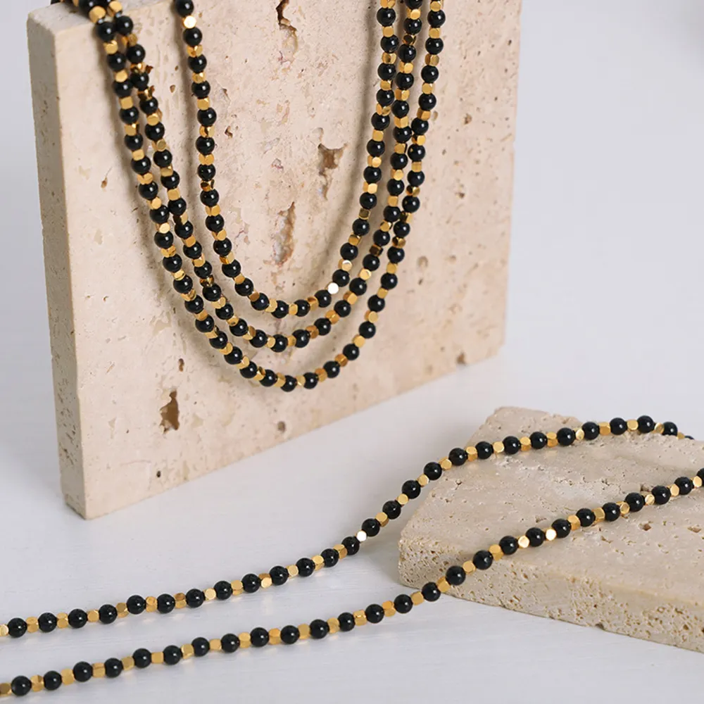 Agate Beaded Titanium Steel Necklace, image 5