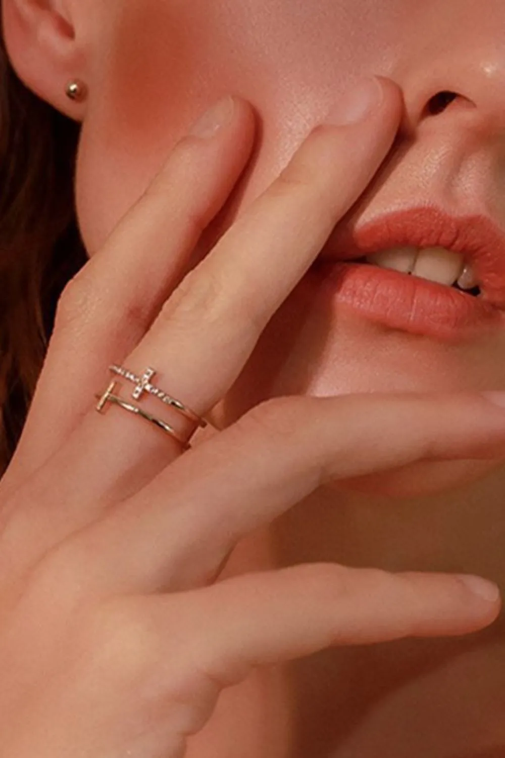 925 Sterling Silver Inland Zircon Cross Ring, image 7
