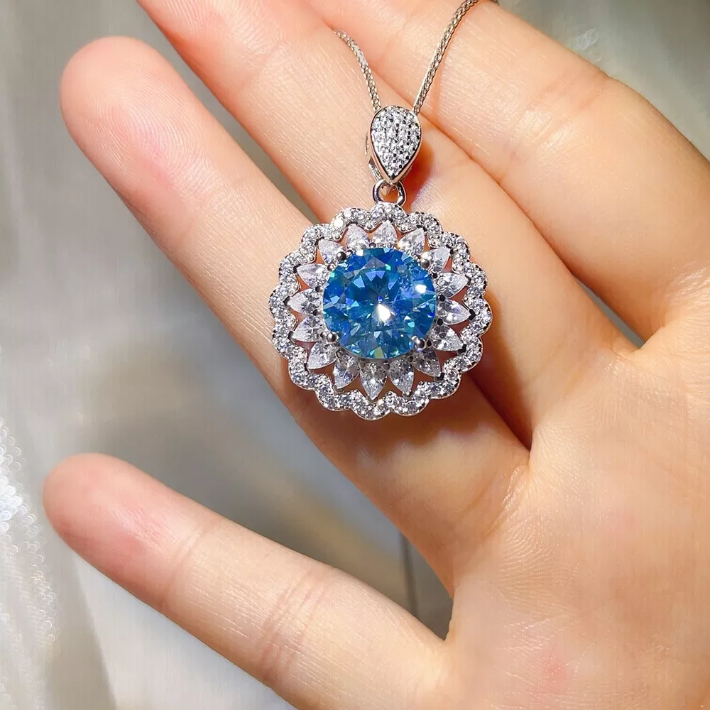 5 Carat 925 Sterling Silver Moissanite Pendant Necklace, image 4