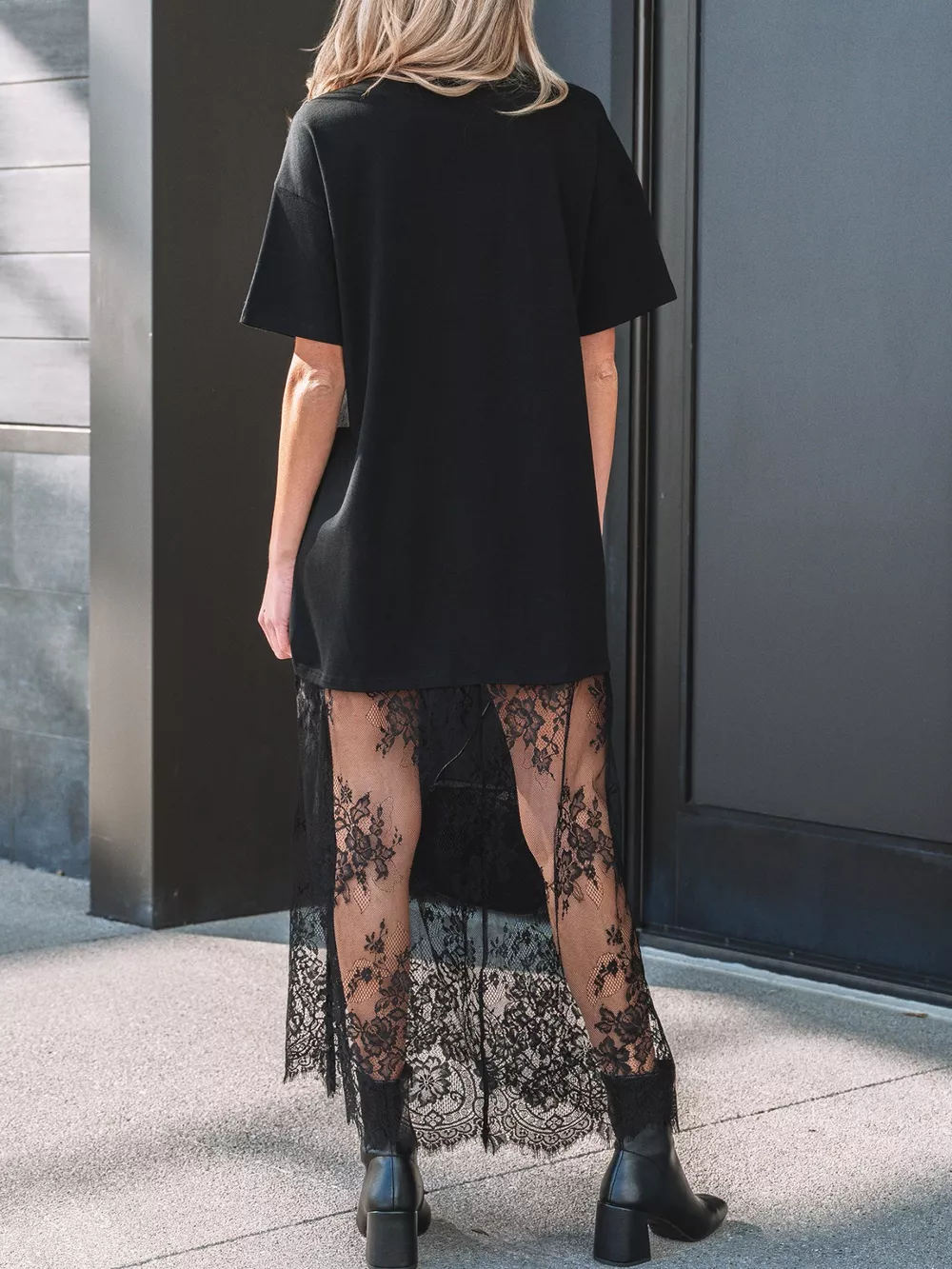 Floral Patchwork Short Sleeve T Shirt Loose Dress, image 12