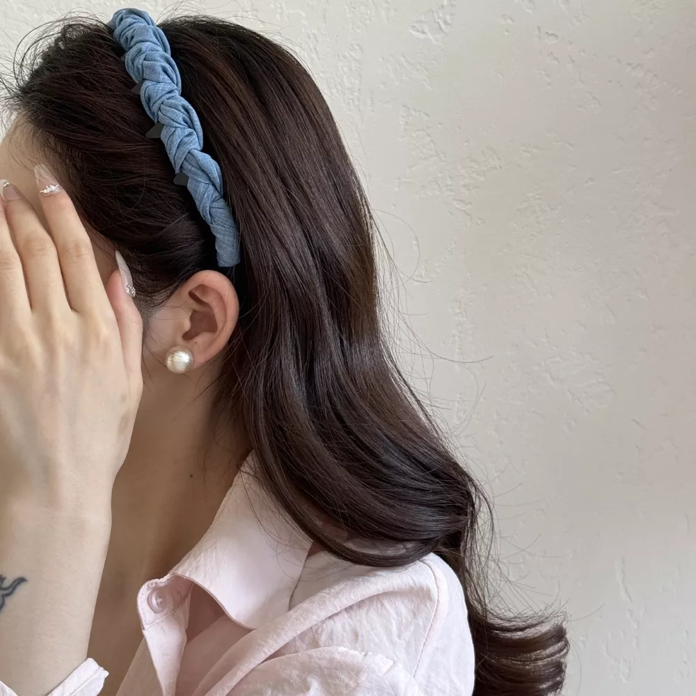 Denim Ruched Hair Headband, image 10