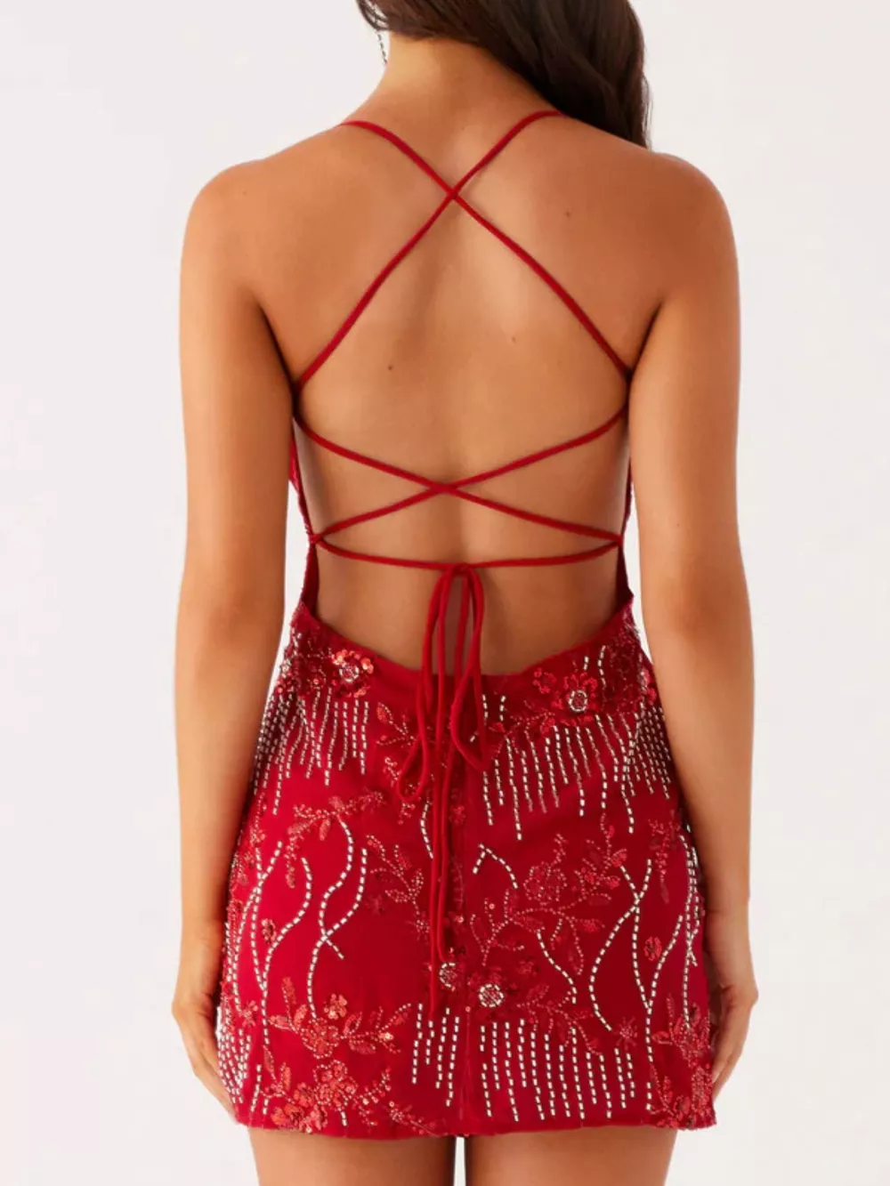 Beaded Floral Mini Dress, image 30