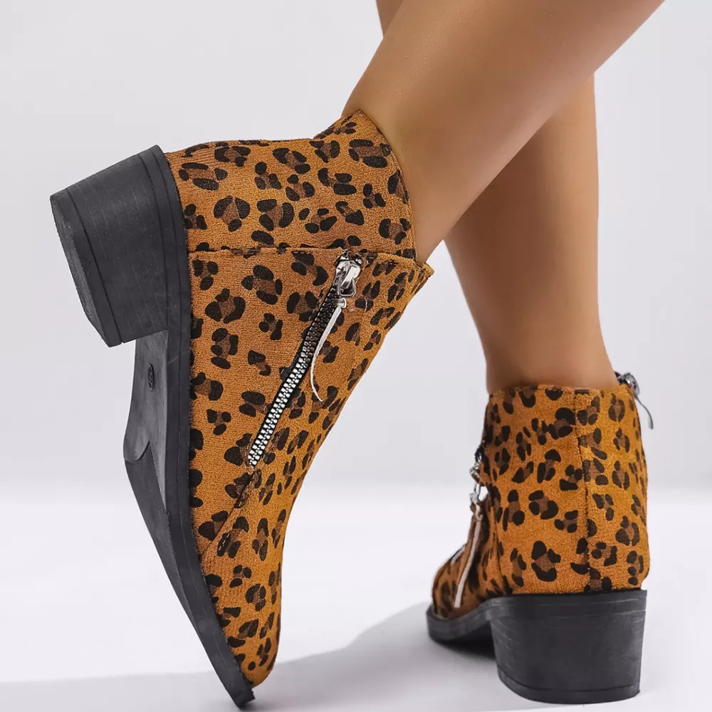 Leopard Block Heel Ankle Boots, image 16