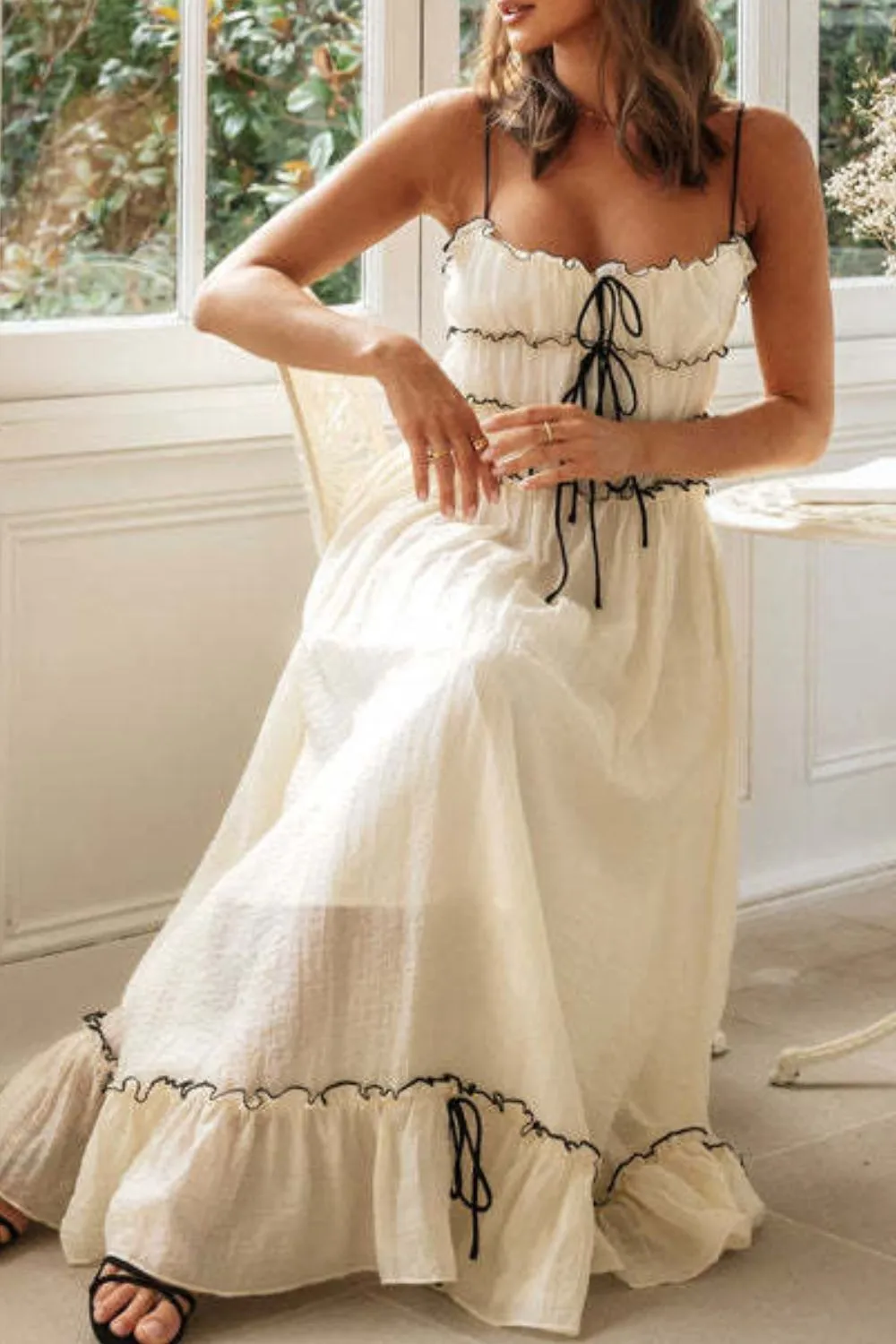 Frill Tied Front Midi Cami Dress, image 16