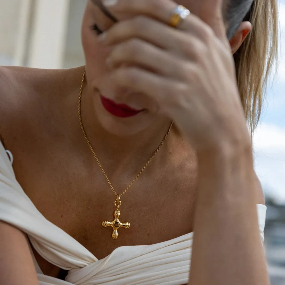 Gold-Plated Stainless Steel Cross Shape Pendant Necklace, image 3