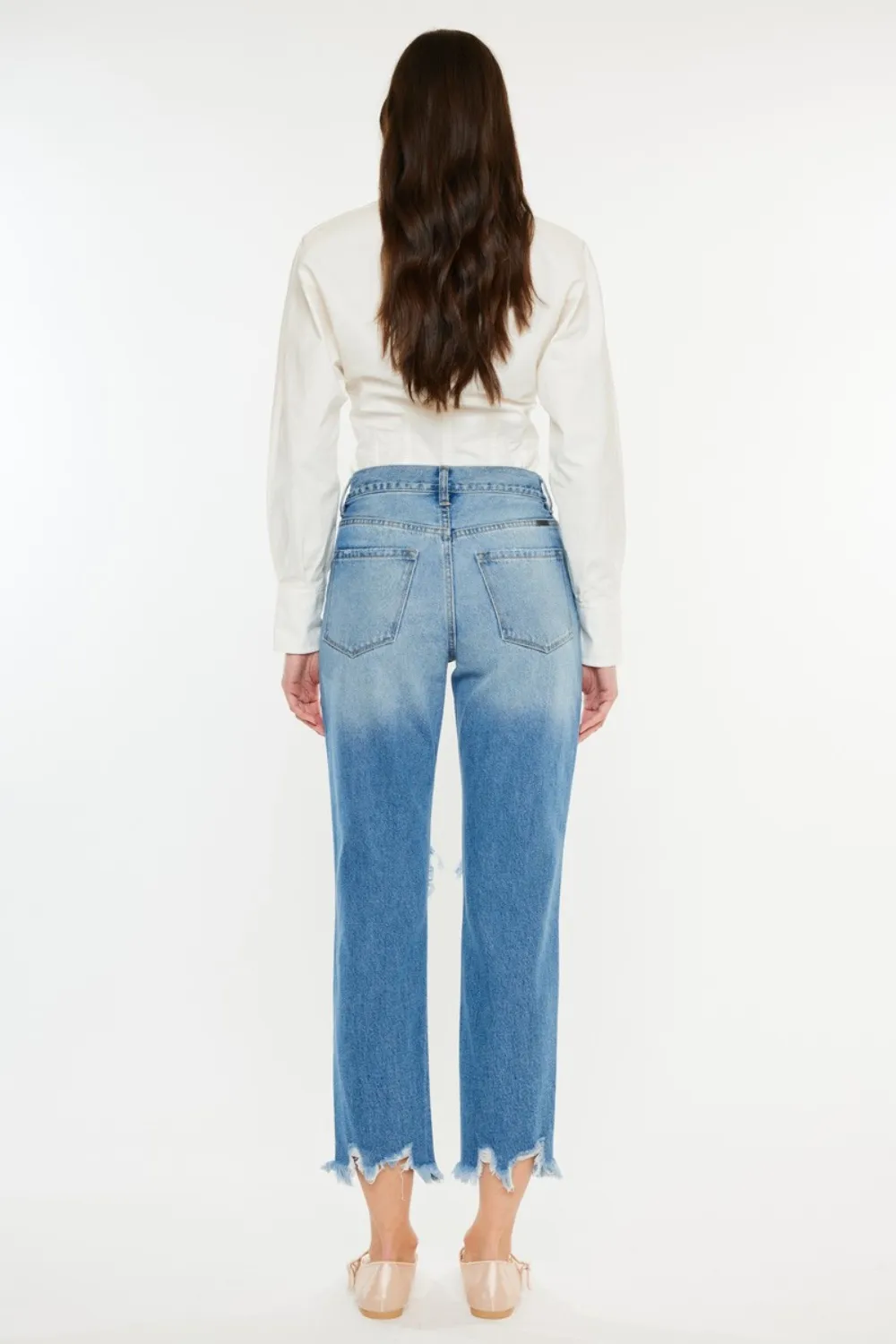Distressed Frayed Hem Cropped Jeans, image 4