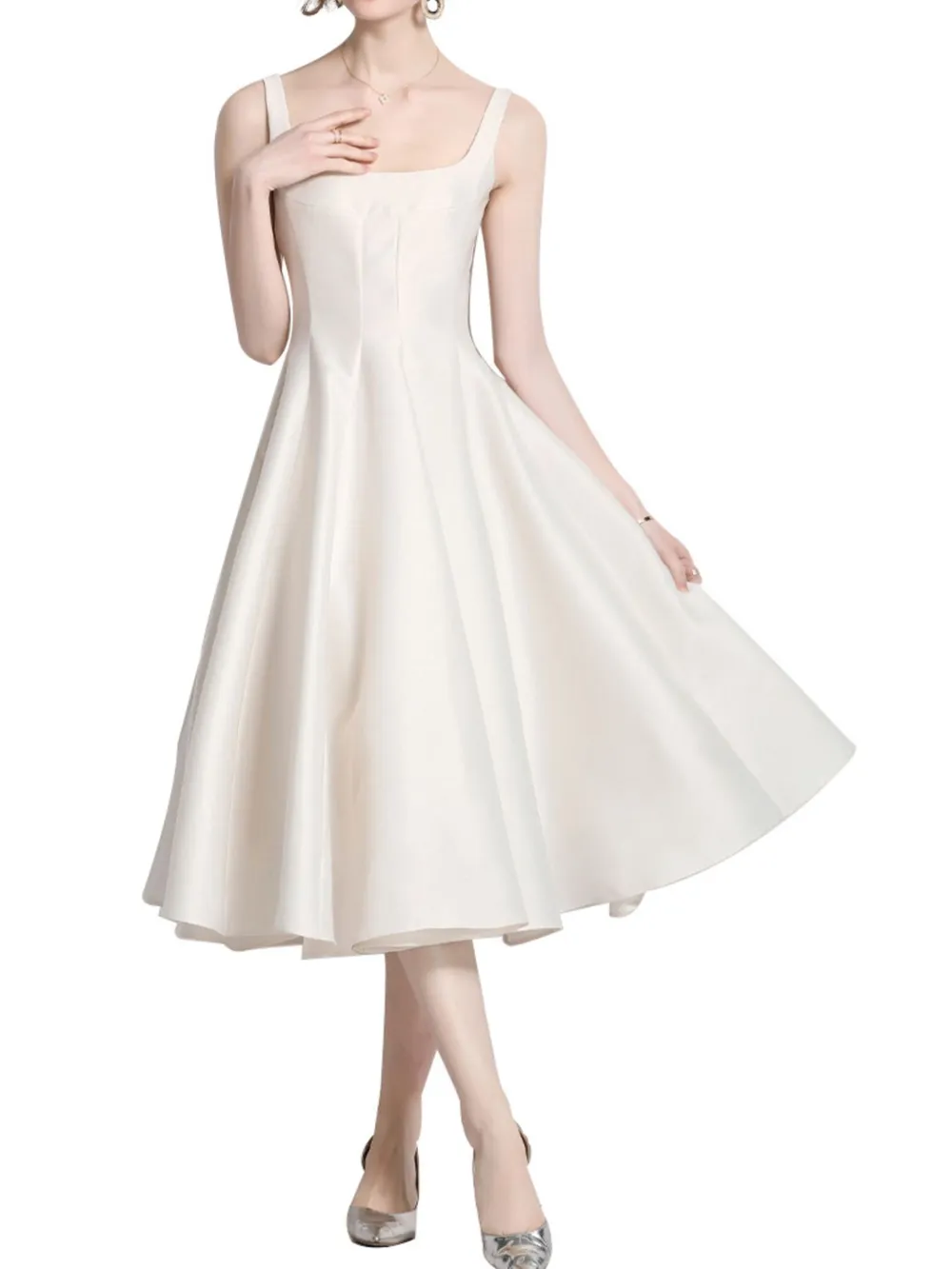 A-Line Silhouette Midi Sleeveless Dress, image 3