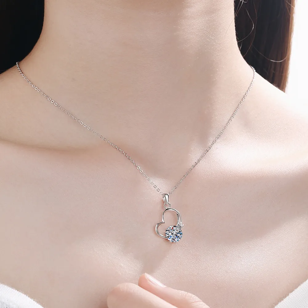 2 Carat Moissanite Heart 925 Sterling Silver Necklace, image 6