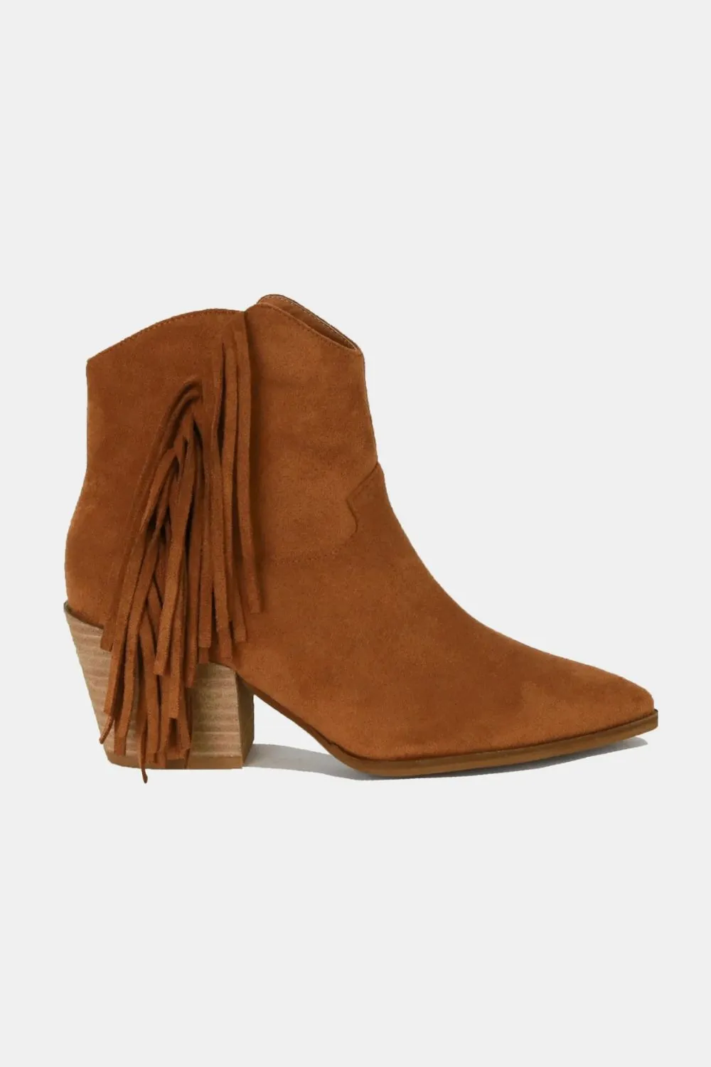 Suede Fringe Point Toe Ankle Boots, image 3