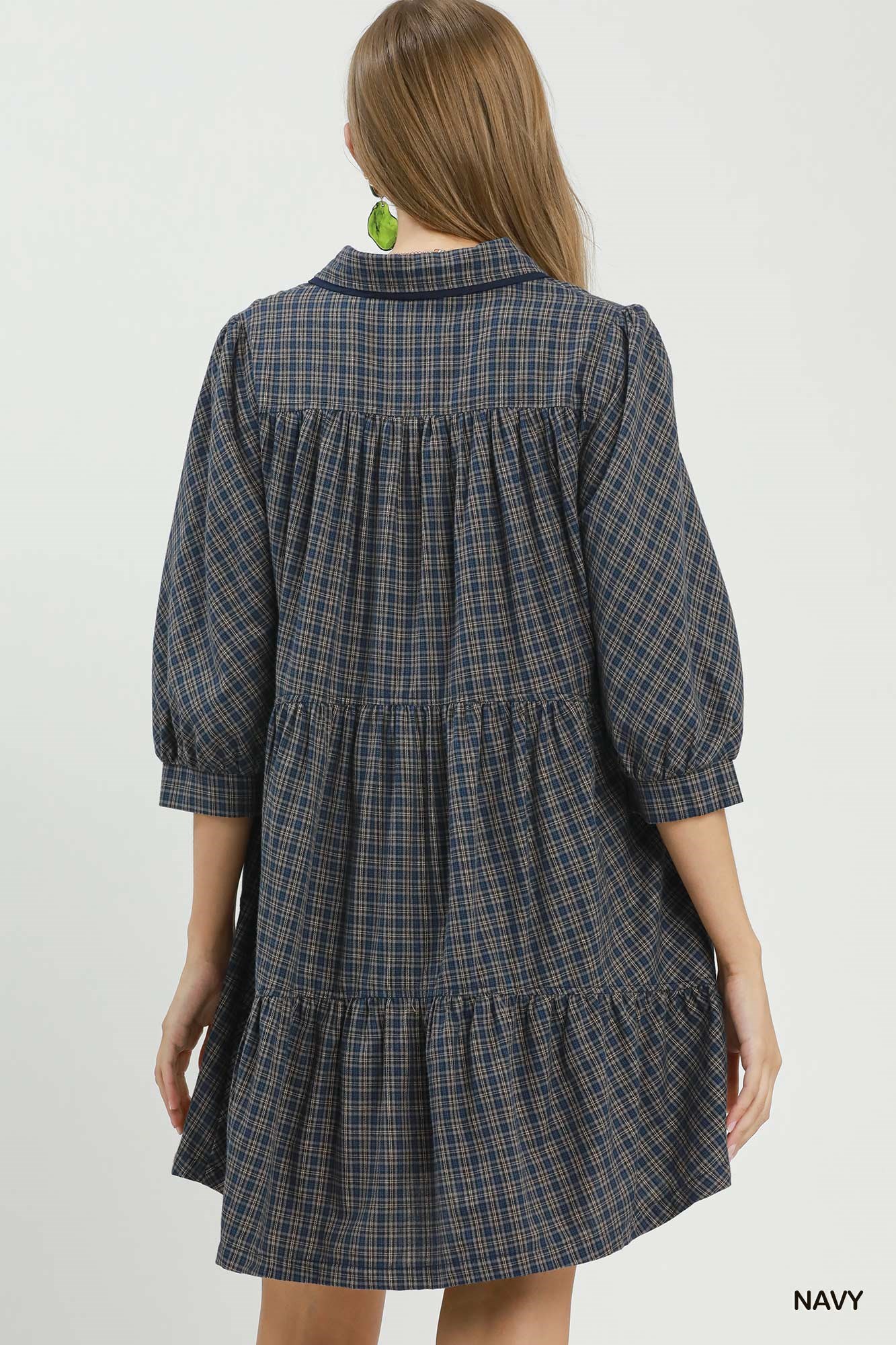 Plaid Button Down Oversized Shirt Dress, image 3