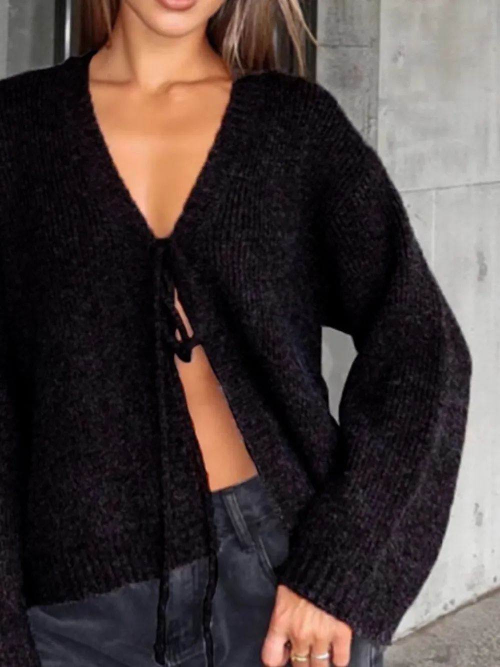 Open Front Tied Sweater Cardigan, image 6