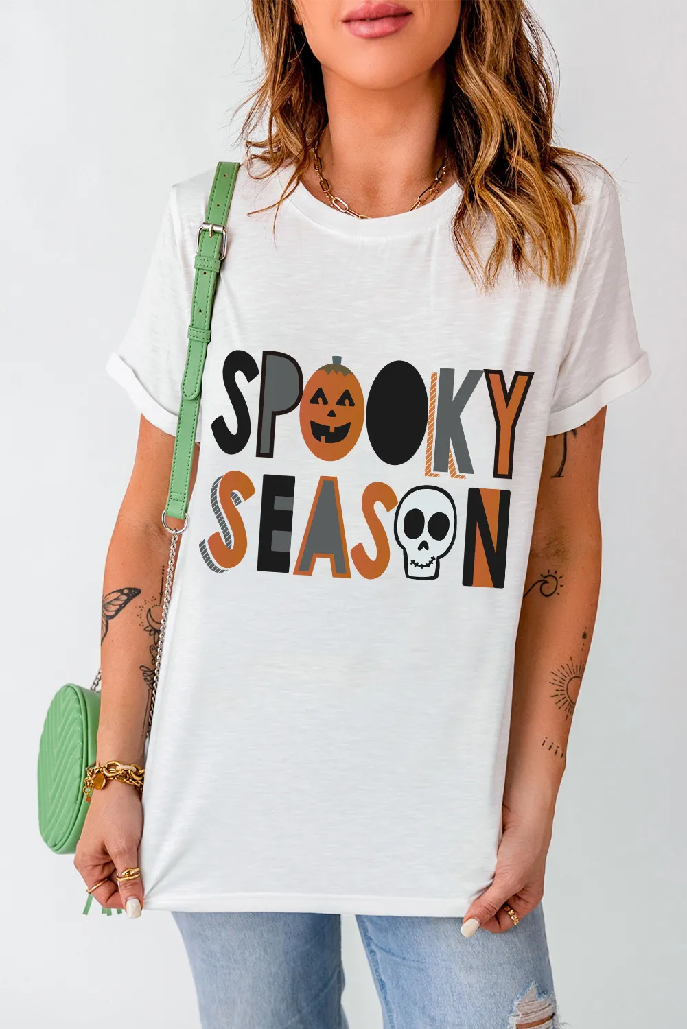 Letter Graphic Round Neck Short Sleeve T-Shirt, image 5