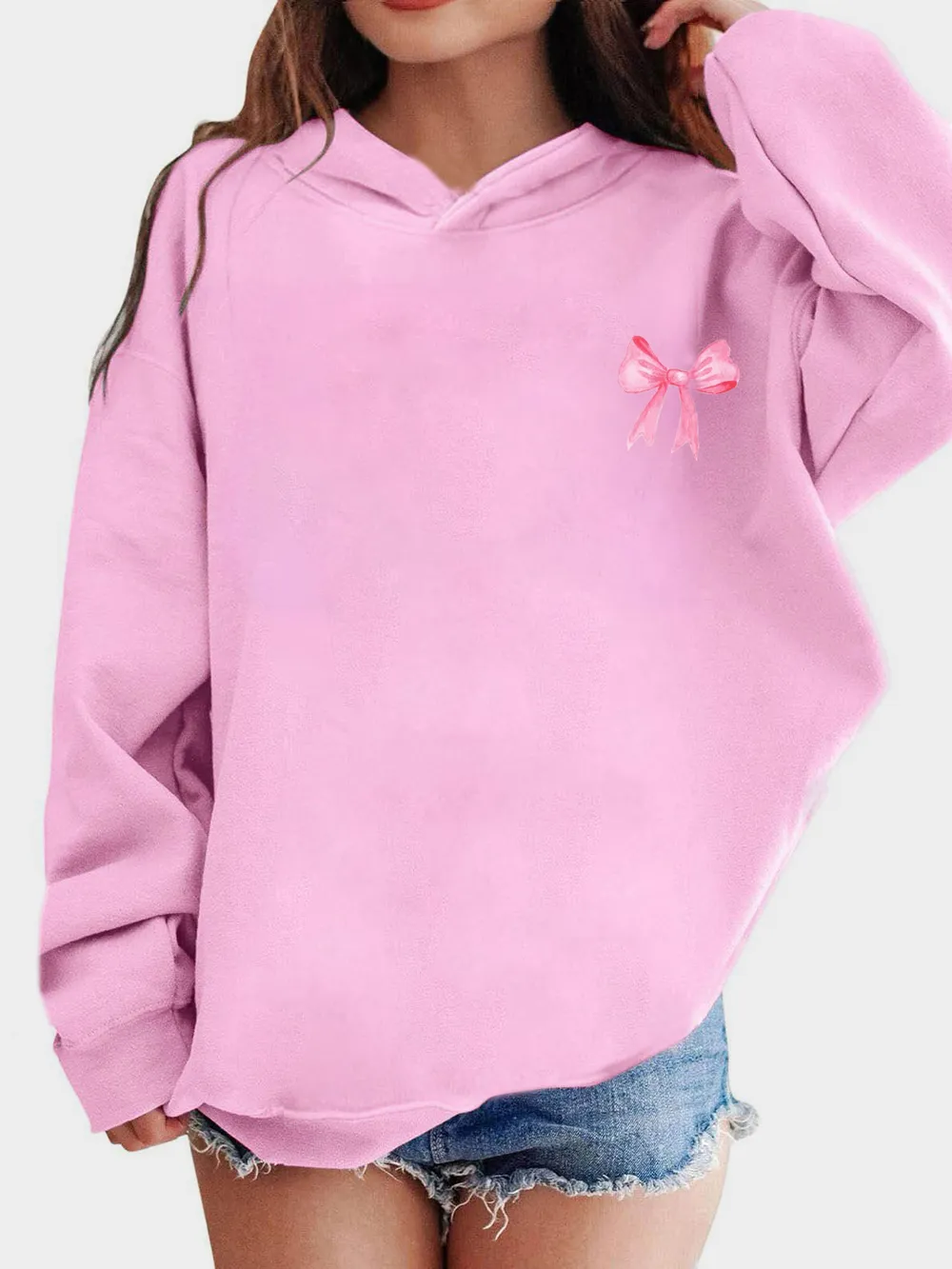 Bow Print Long Sleeve Hoodie, image 9