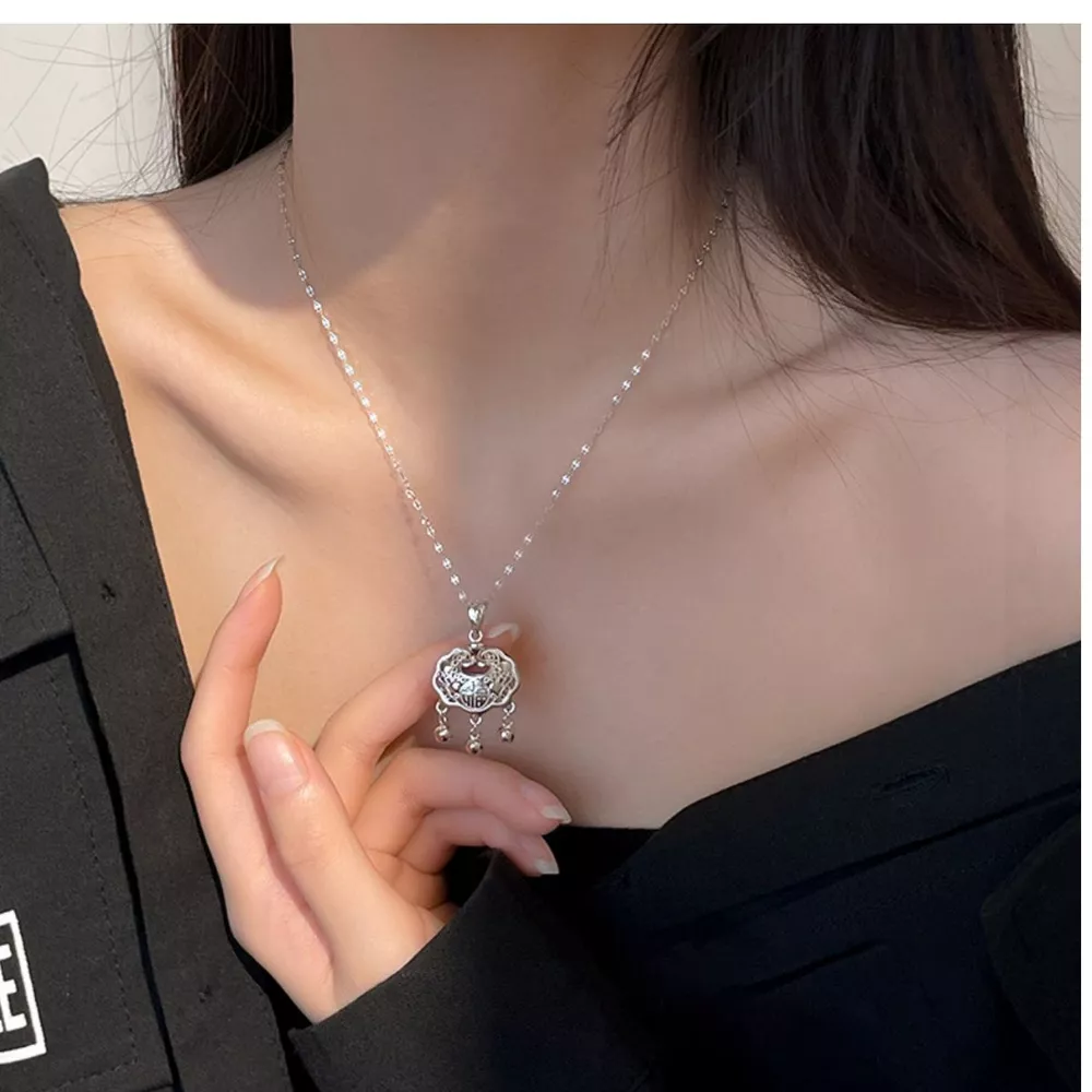 925 Sterling Silver Lock Pendant Necklace, image 5
