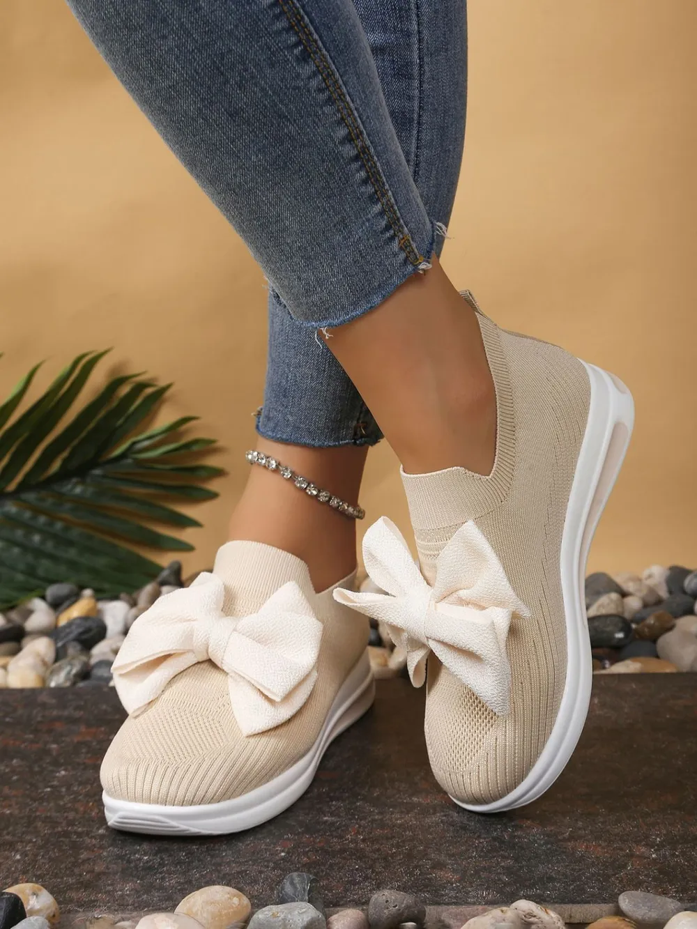 Bow-Tie Knit Slip-On Sneakers, image 3