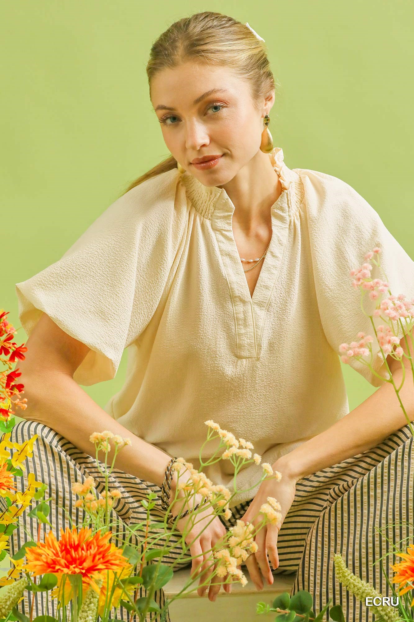 Scalloped Hem Textured Blouse, image 3