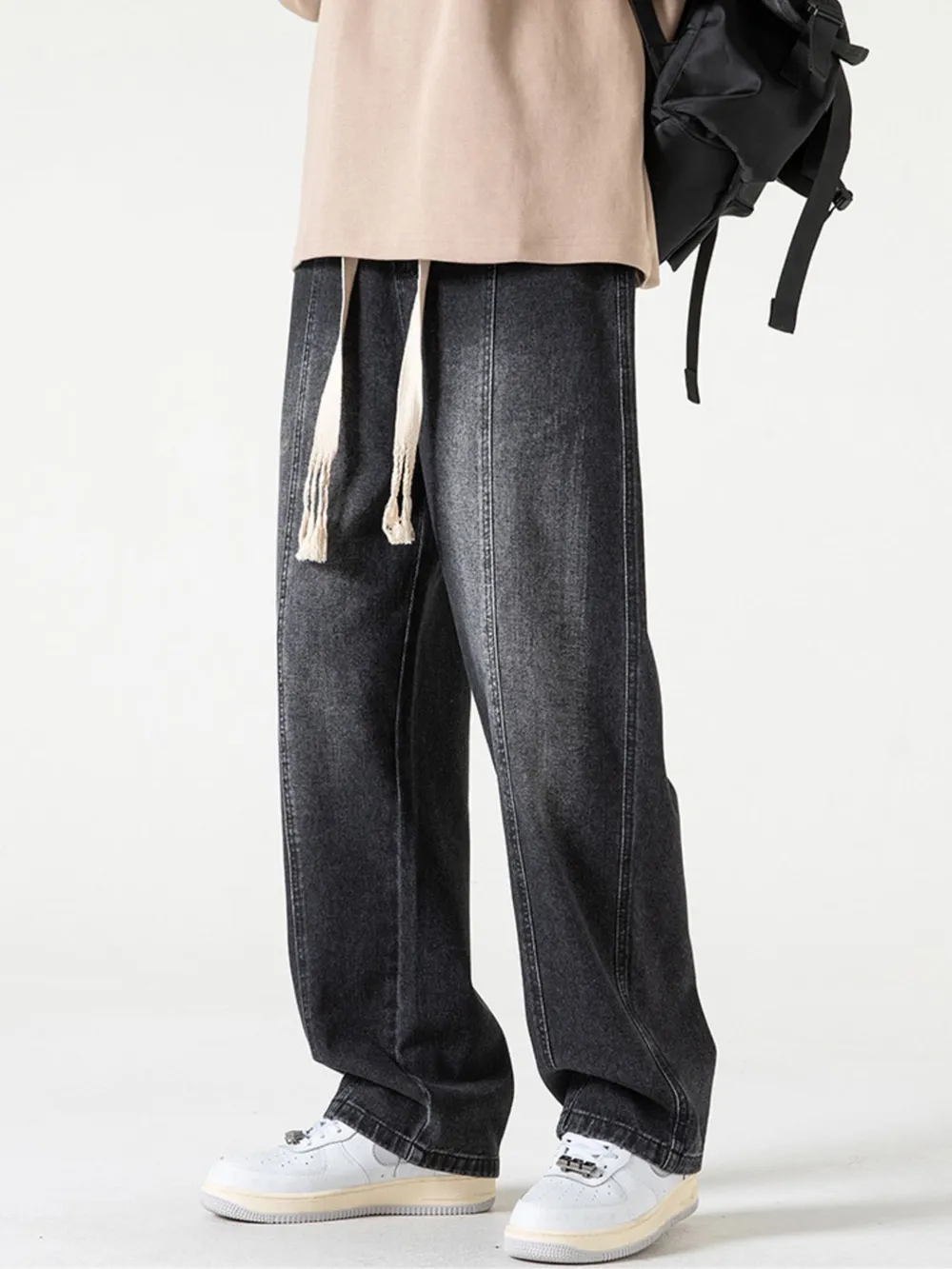 Men's Full Size Drawstring Wide Leg Jeans Plus Size, image 2
