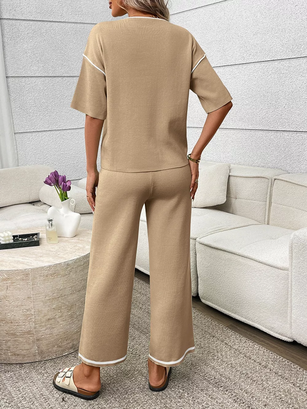 Round Neck Half Sleeve Top and Pants Set, image 20