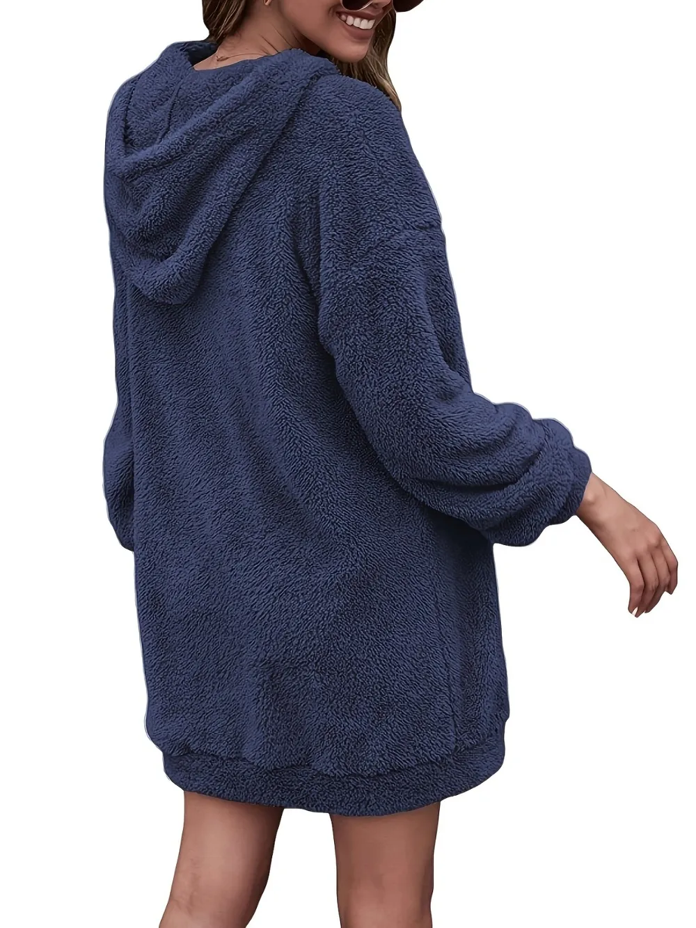 Half Zip Dropped Shoulder Oversized Hoodie, image 11