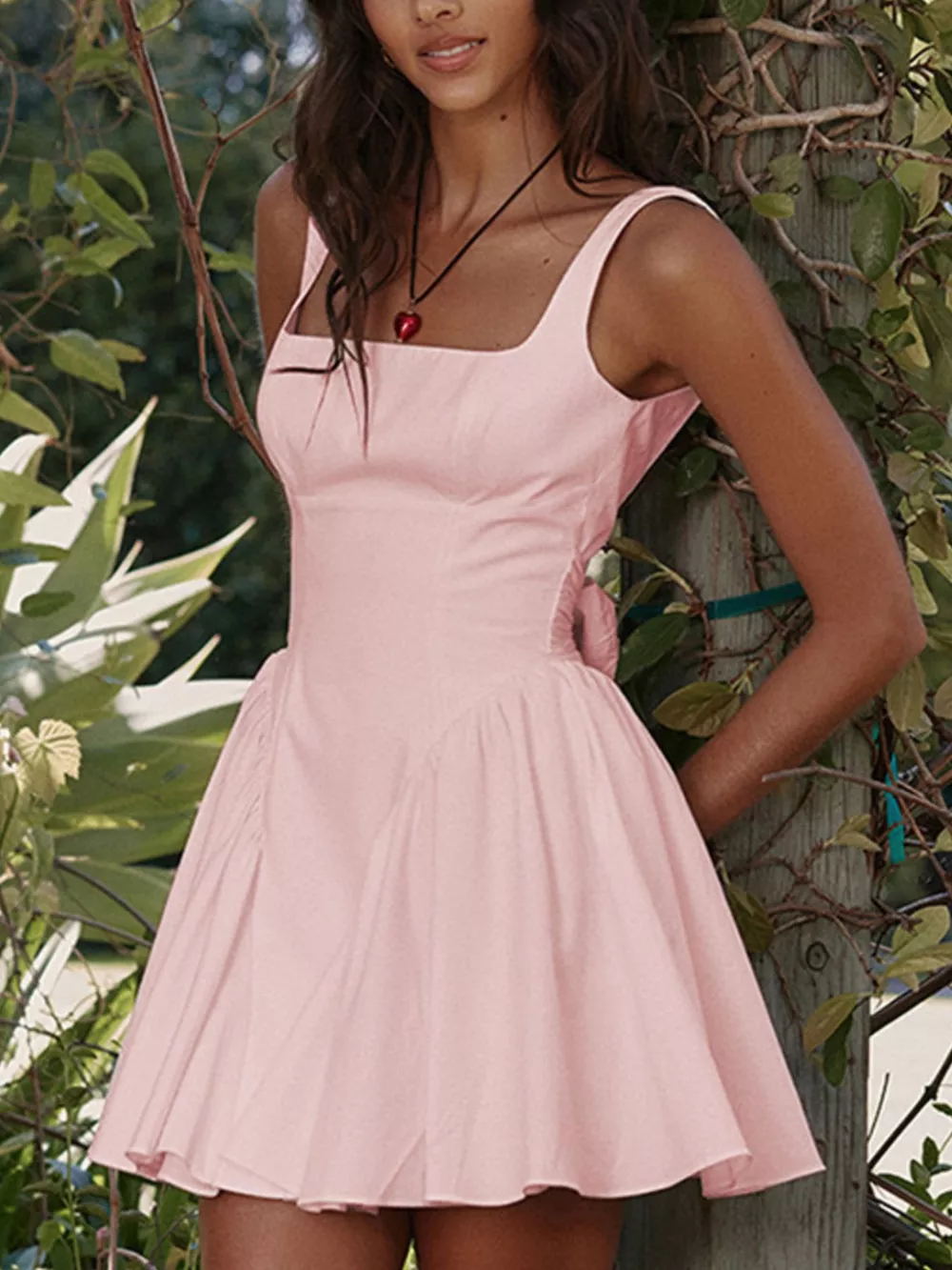 Backless Square Neck Mini Dress, image 5