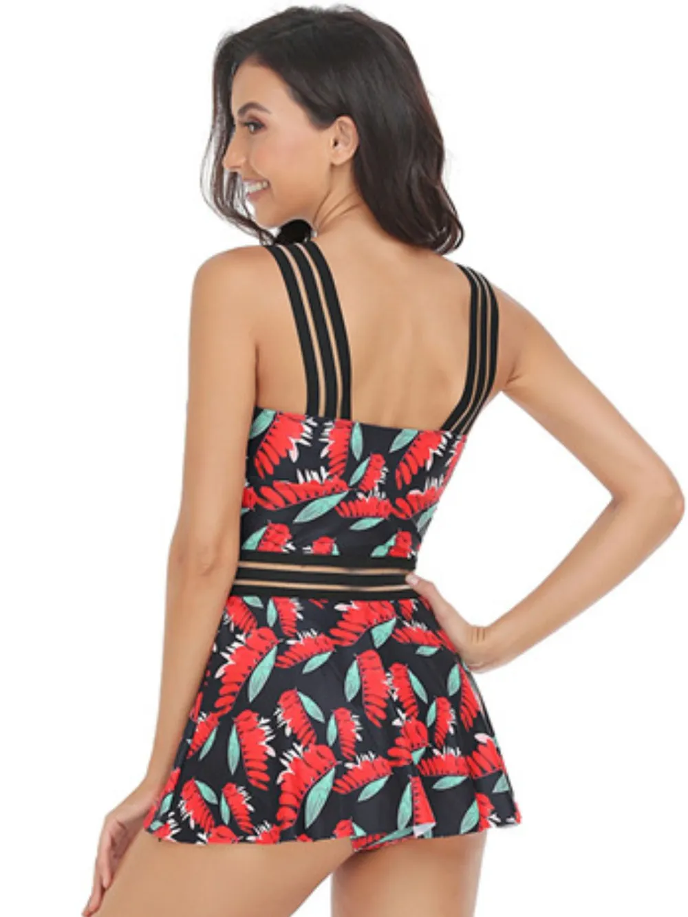 Ruched Printed Sweetheart Neck Two-Piece Swim Set, image 6