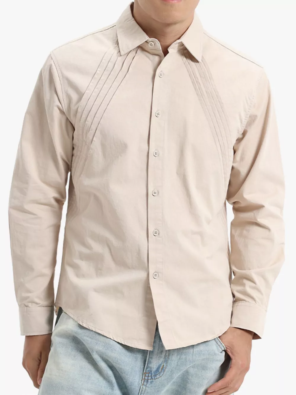 Men's Plus Size Long Sleeve Button-Down Shirt