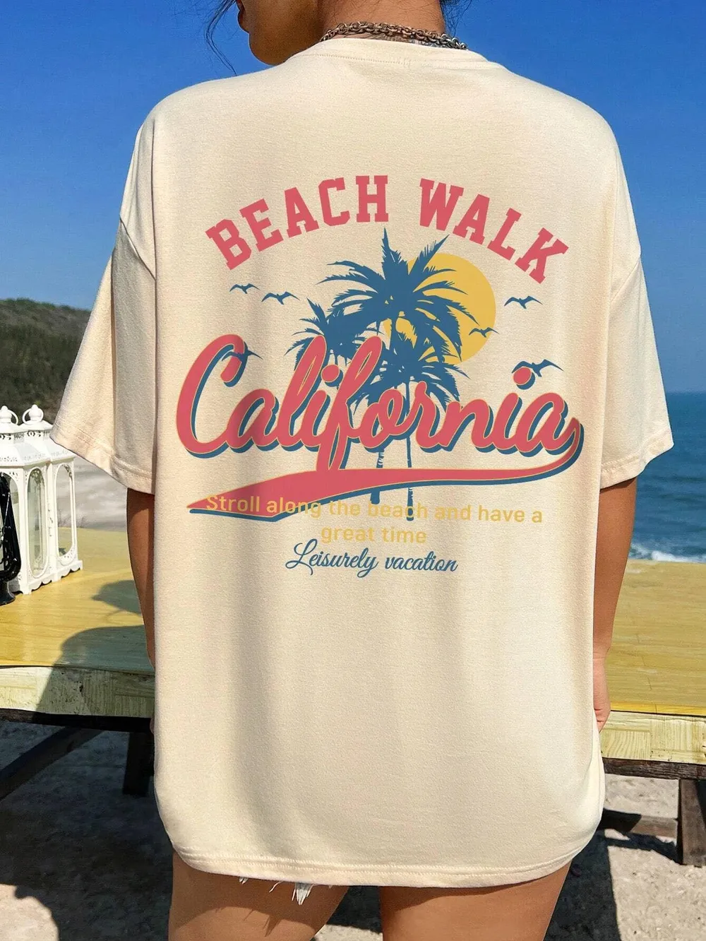 Letter Graphic Round Neck Half Sleeve T-Shirt, image 3