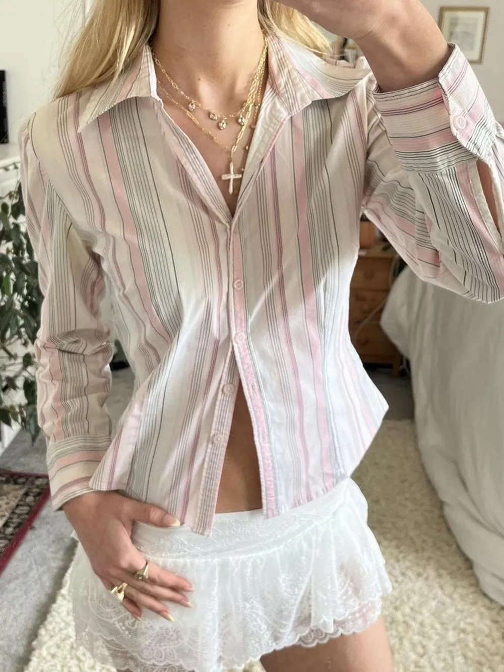 Printed Button-Down Long Sleeve Shirt, image 15