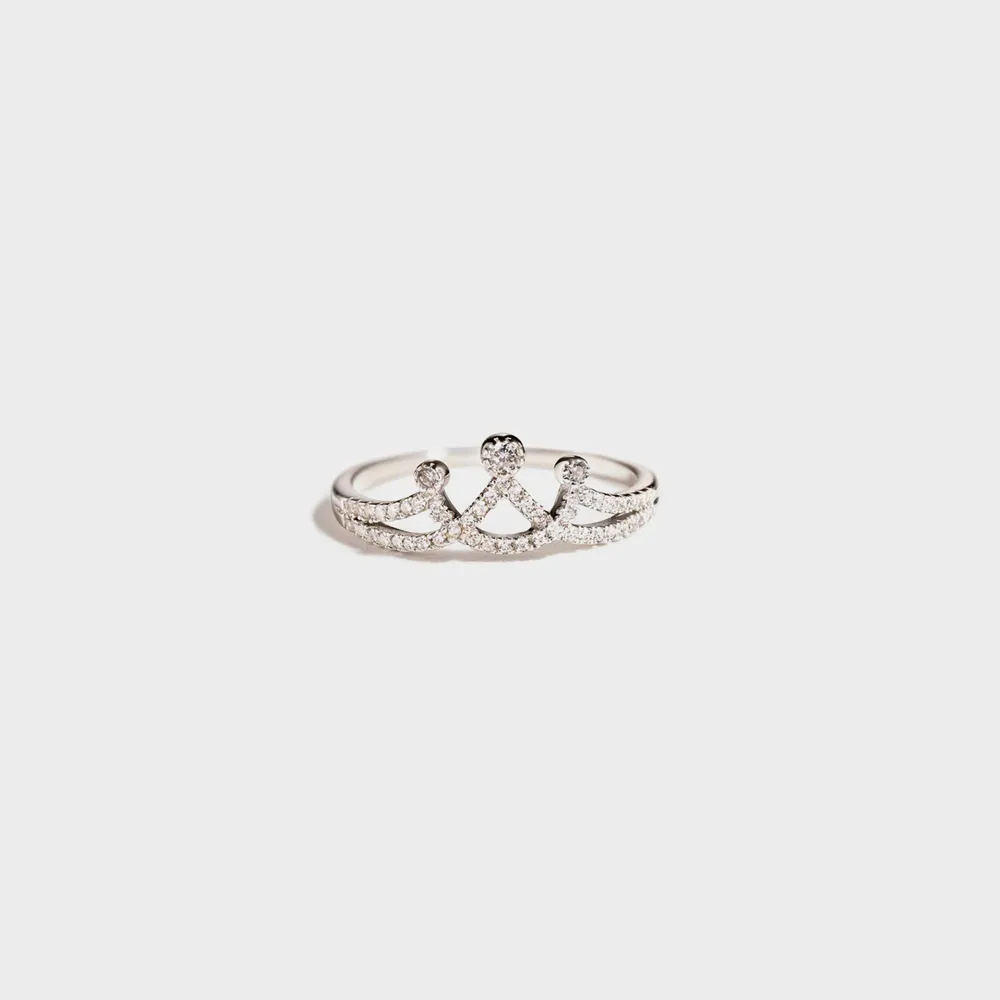 Crown Shape Inlaid Zircon 925 Sterling Silver Ring, image 3