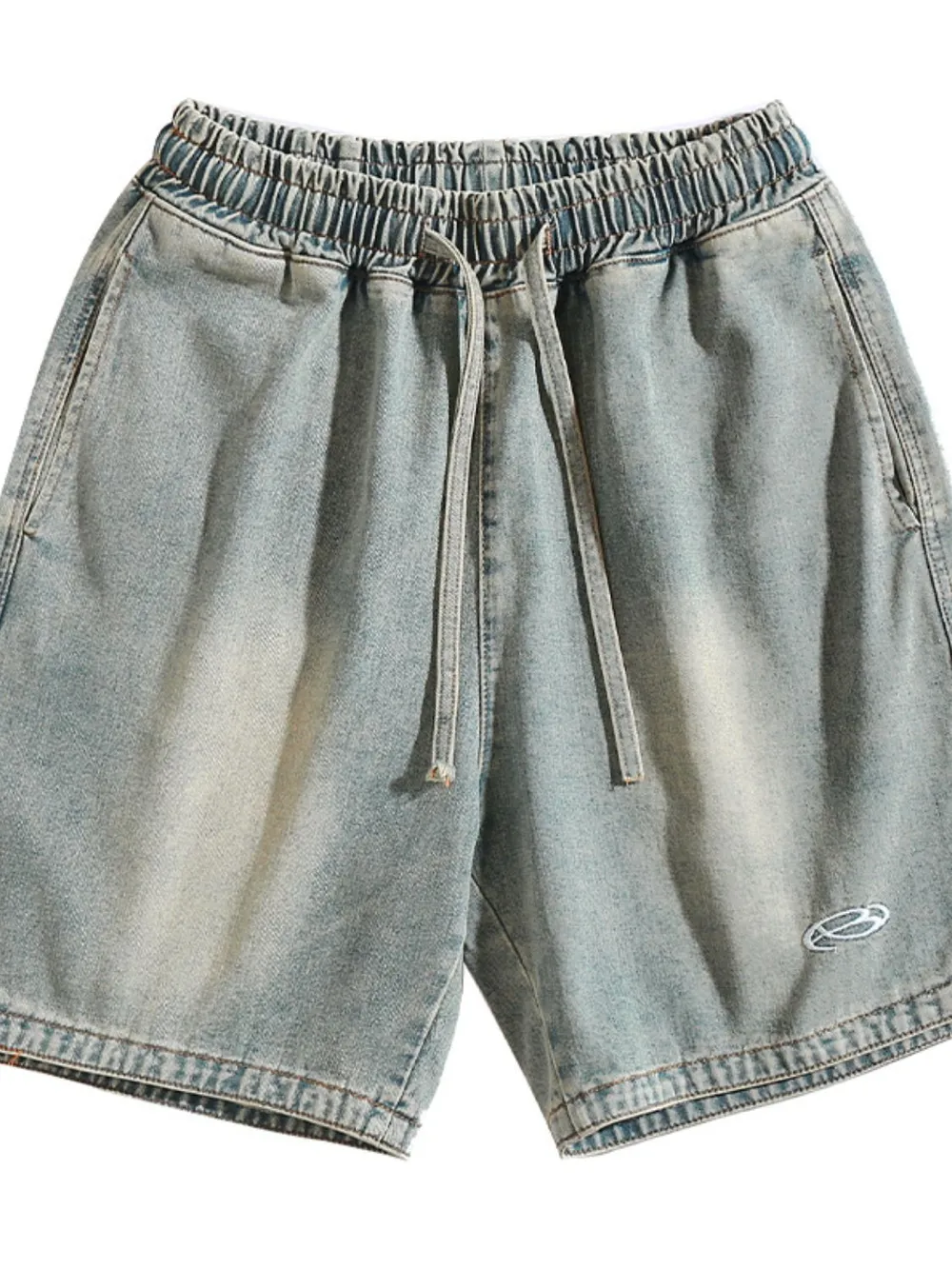 Men's Plus Size Drawstring Denim Shorts, image 5