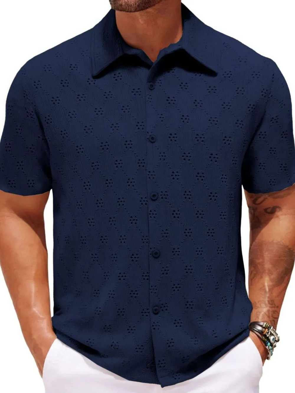 Men's Plus Size Button Down Short Sleeve Shirt, image 4