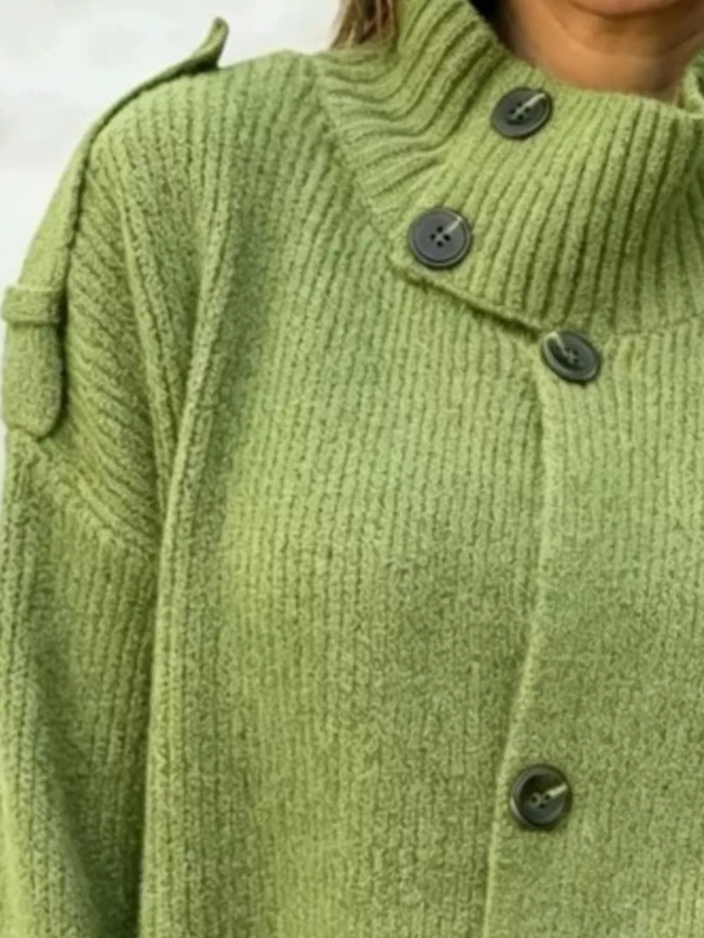 Full Size Button-Up Mock Neck Cardigan Plus Size, image 6