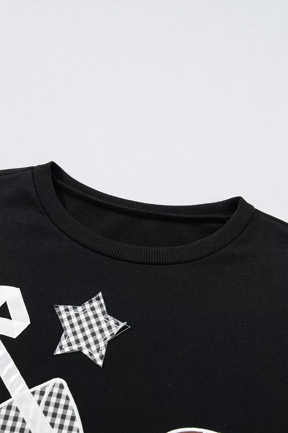 Gingham Patch Embroidered Rugby Game Day Stars Sweatshirt, image 13