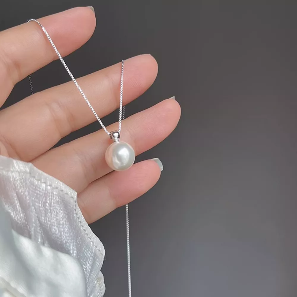 925 Sterling Silver Bead Pearl Necklace, image 3
