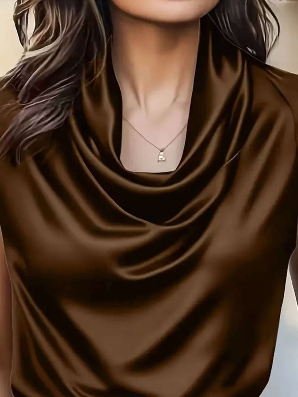 Cowl Neck Satin Blouse, image 3