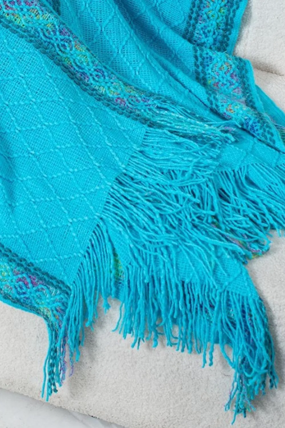 Fringe Half Sleeve Hooded Poncho, image 9