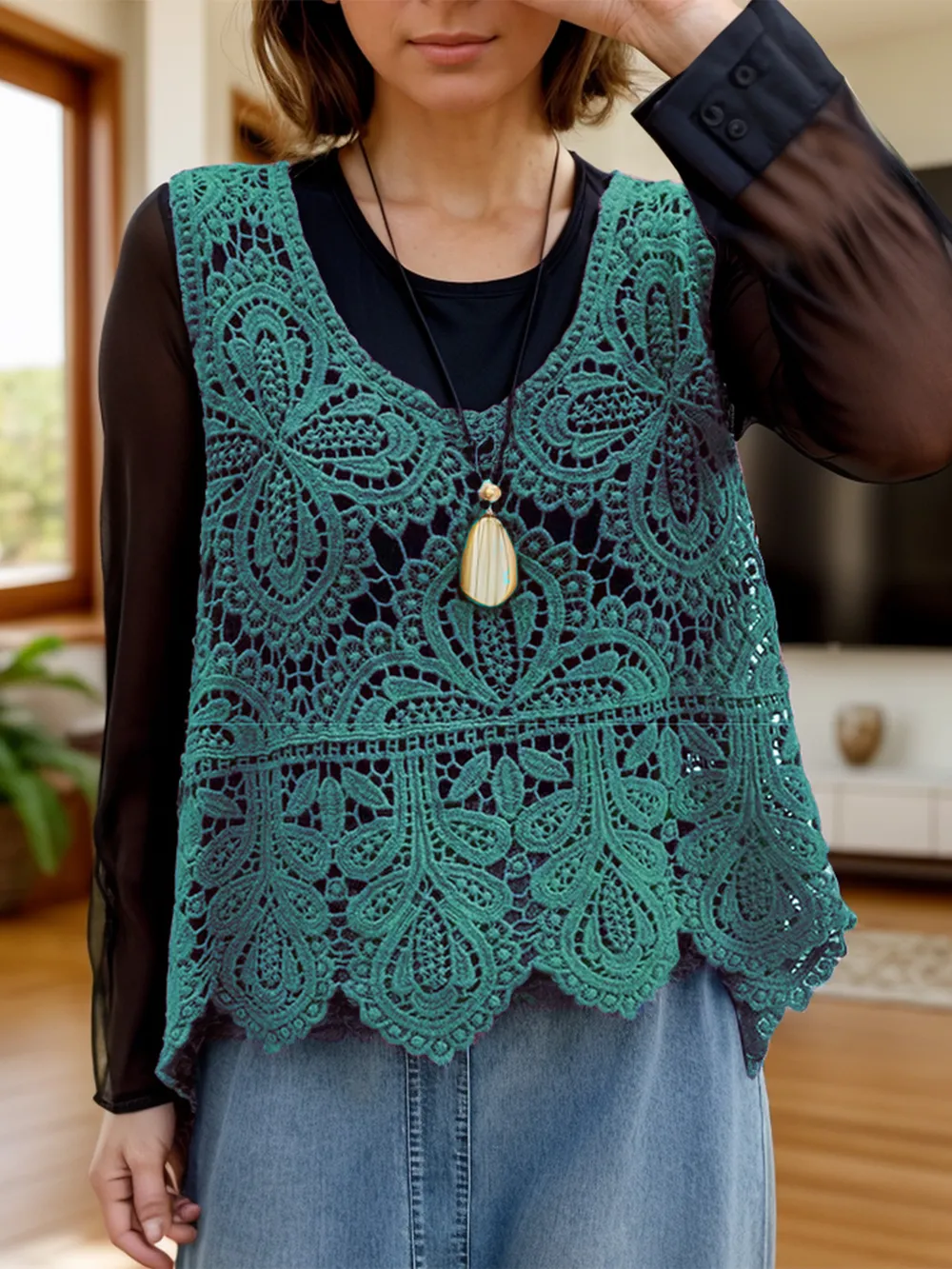 Cutout Scoop Neck Sleeveless Knit Cover Up, image 8