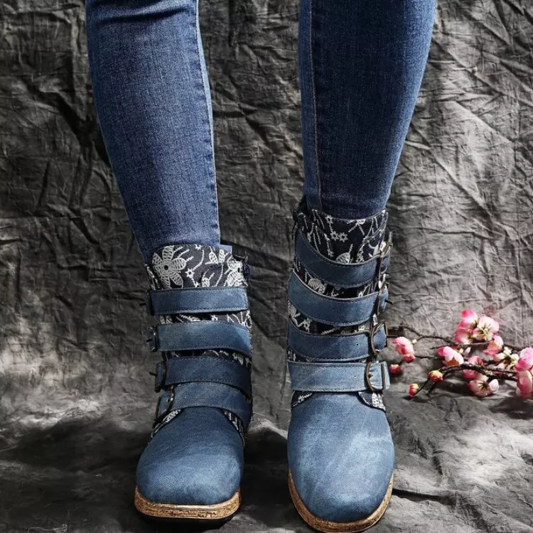 Embroidered Round Toe Boots, image 7