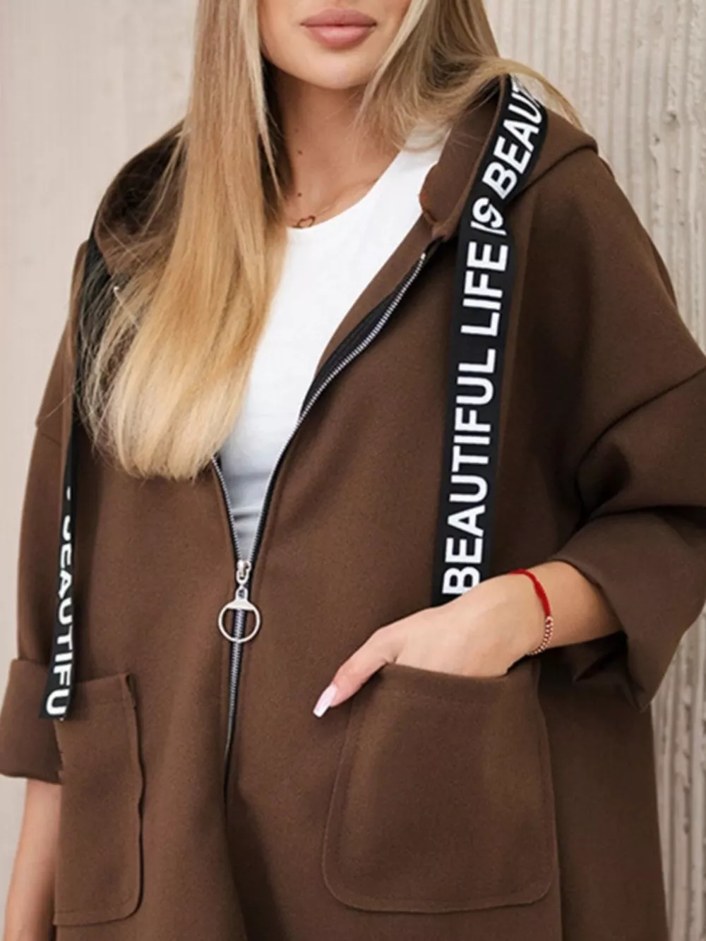 Full Size Hooded Zip-Up Longline Outerwear Plus Size, image 9
