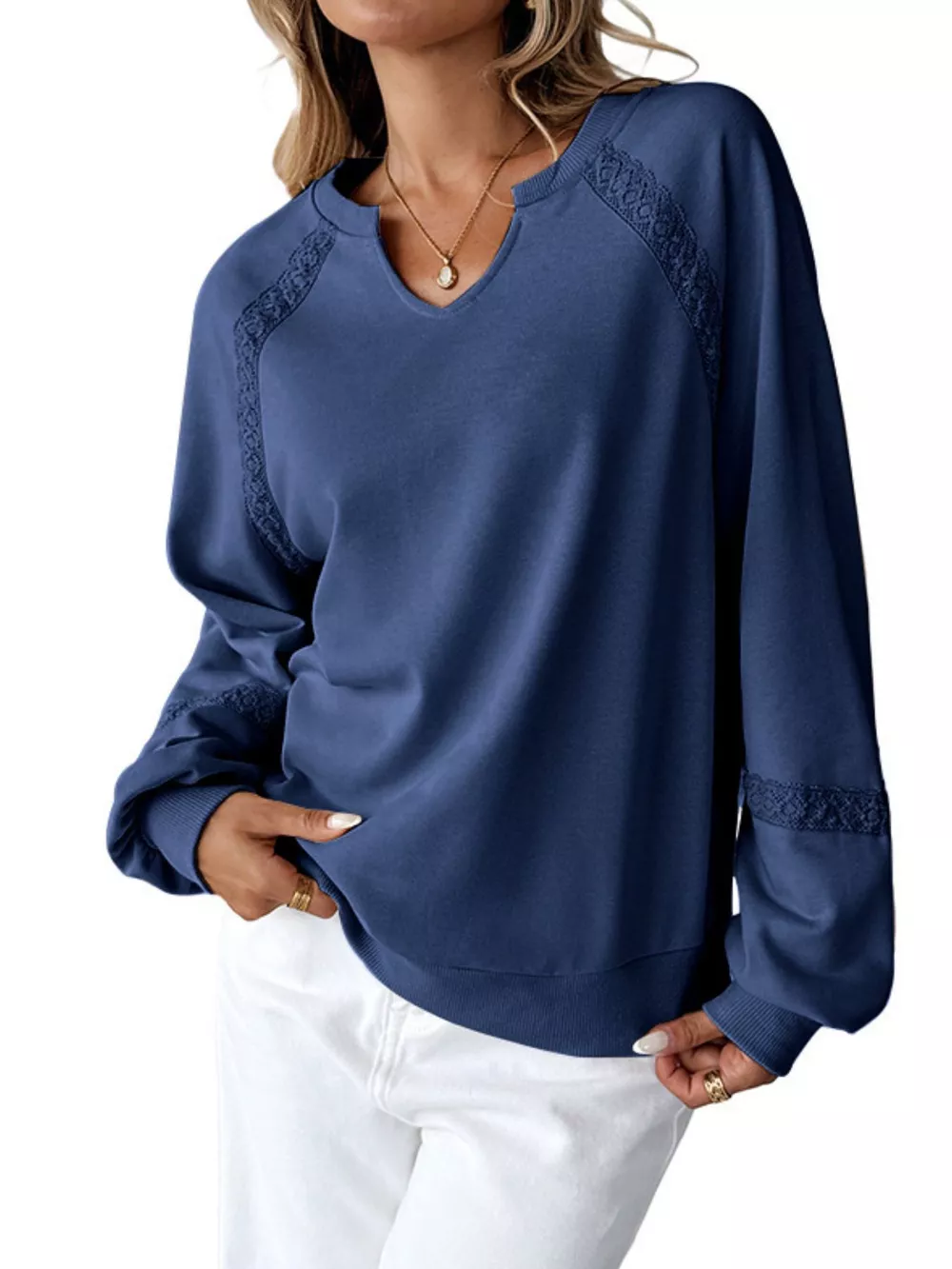 Notched Raglan Sleeve Sweatshirt, image 5