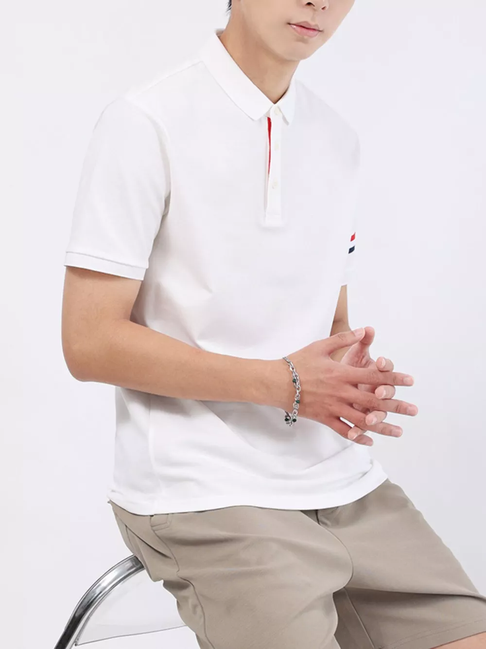 Men's Plus Size Striped Trim Casual Polo, image 9