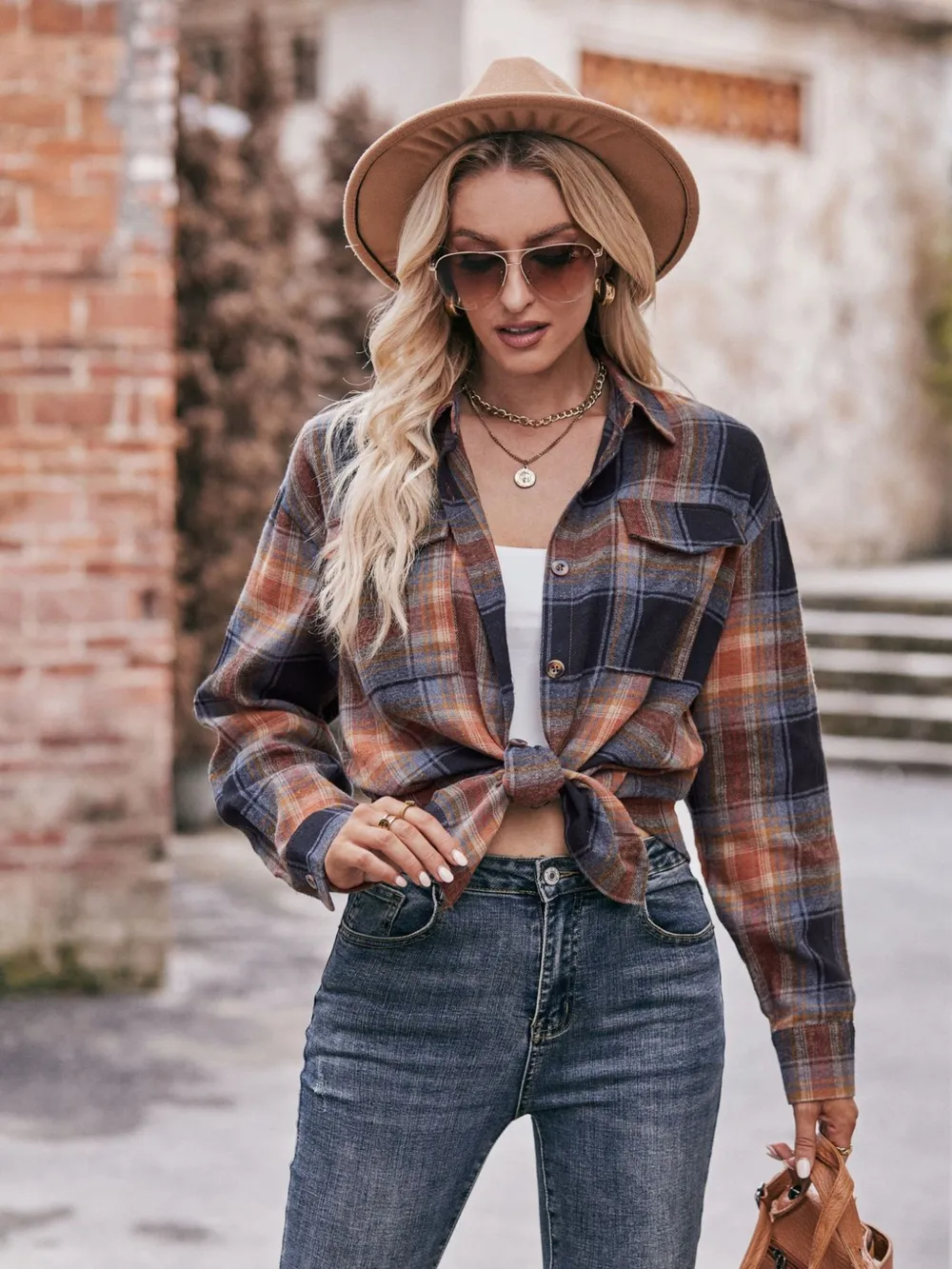 Plaid Button-Down Long Sleeve Shirt, image 22